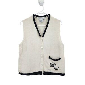 Robert Scott Vintage Women's 100% Cotton Knitted Vest Sweater Farmcore - S